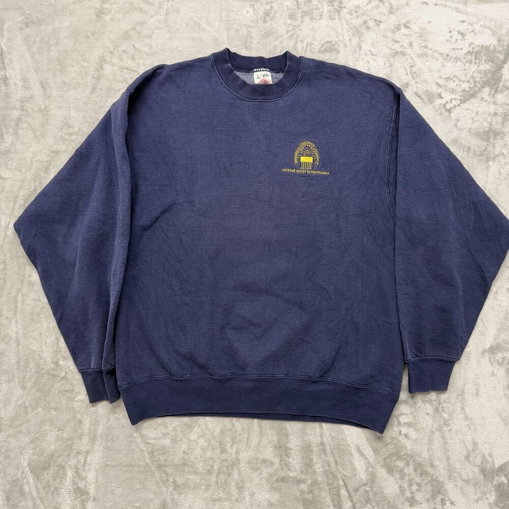 Vtg 90s Fruit of the Loom Supercotton Defense Logistics Agency Sweatshirt L USA